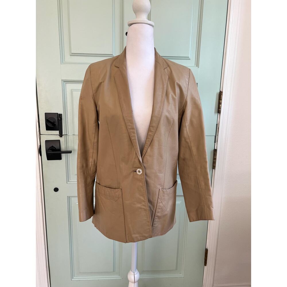Vintage Wilsons Leather Camel Blazer – Soft Leather | Minimalist Neutral Jacket